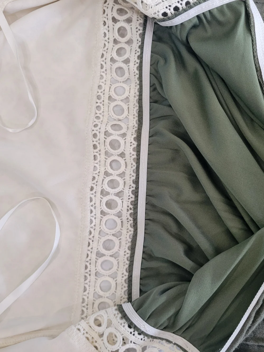 Iz Byer Cream Lace Bodice Maxi with Olive Skirt - Picture 14 of 14